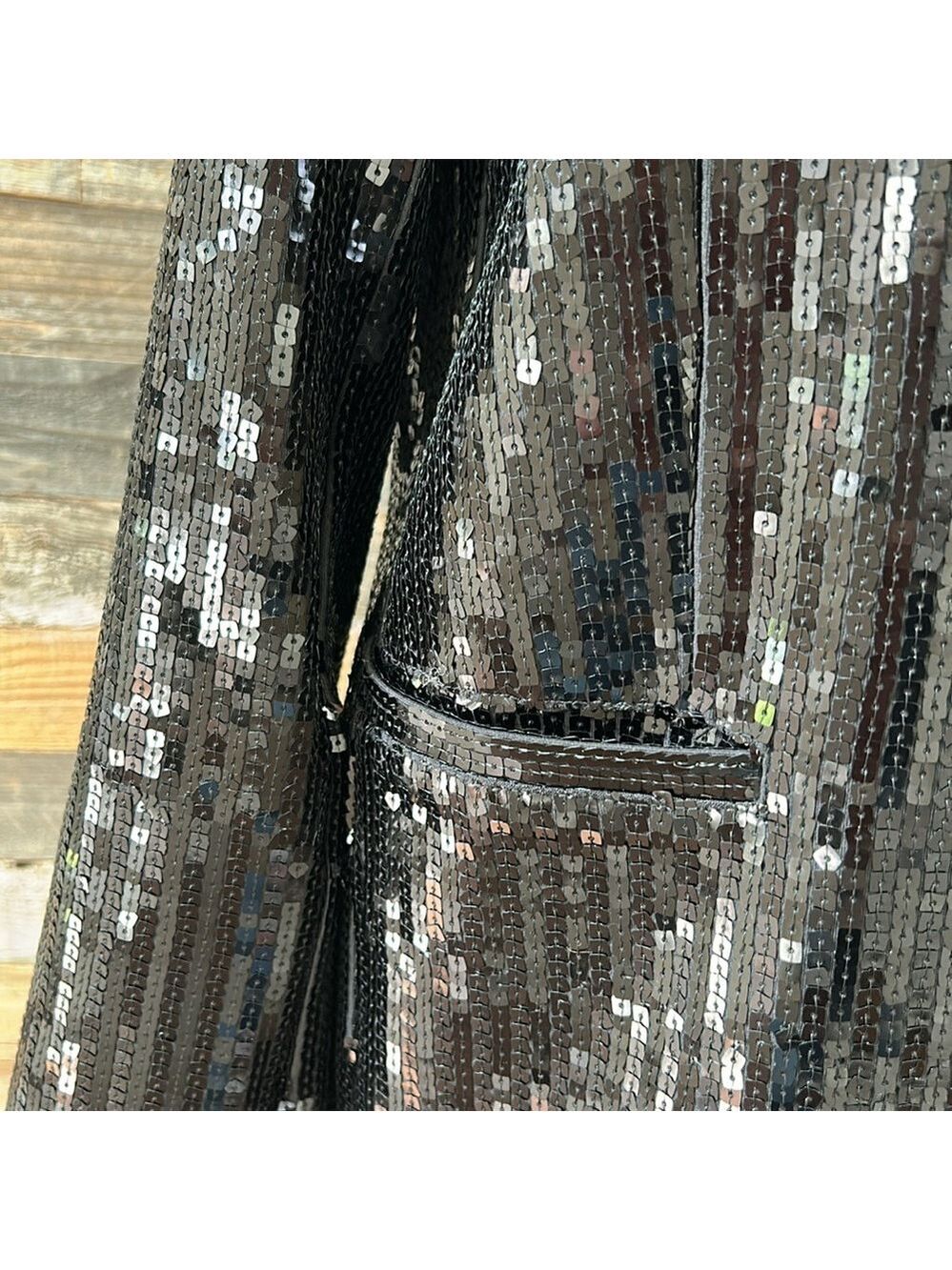 NWT Susana Monaco Black Sequin Blazer Front Snap Size Small - Picture 5 of 13